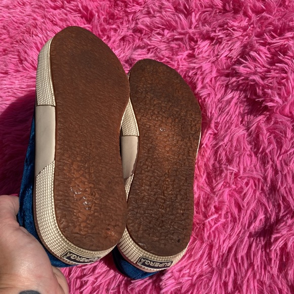 Superga deep inky blue velour Cotu round toe gum sole sneakers size 7.5 - Picture 9 of 9